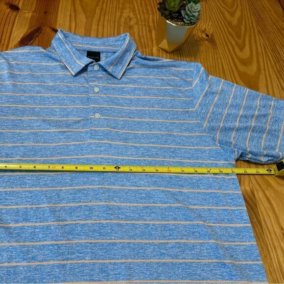 Dunning Golf Shirt Mens MED Blue/Peach Striped Polo Lightweight Short Sleeves - Picture 5 of 8